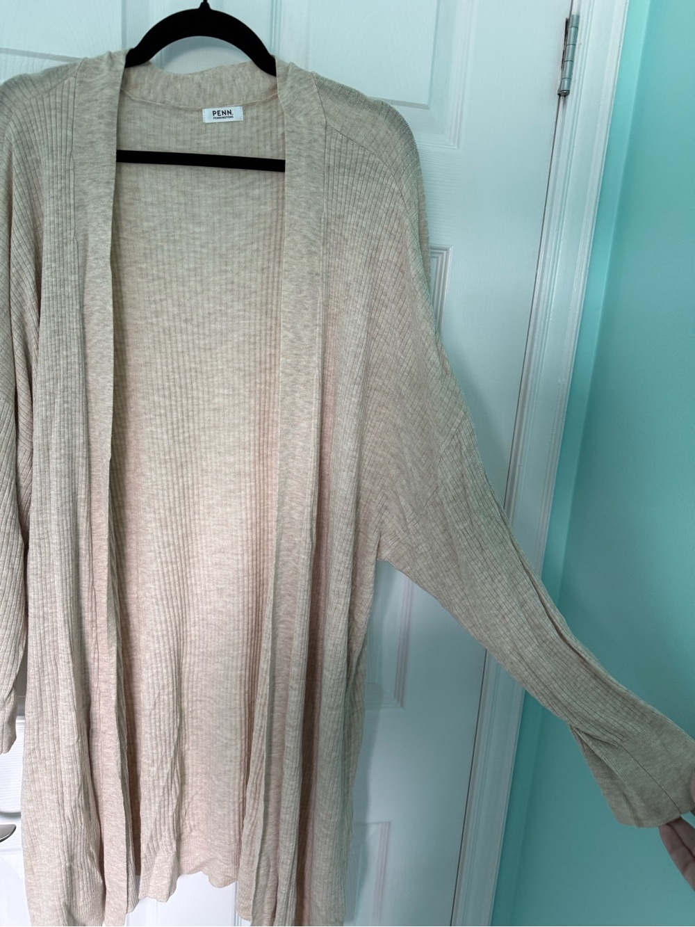 Penningtons Beige Open-Front Ribbed Cardigan - Picture 3 of 5